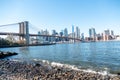 Beautiful viewpoint of Manhattan, Brooklyn Bridge Park. Royalty Free Stock Photo