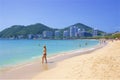 Promenade and beach in Dadonghai bay in Sanya, Hainan Royalty Free Stock Photo