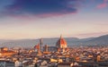 Beautiful views of Florence cityscape in the background Cathedral Santa Maria del Fiore at sunrise Royalty Free Stock Photo