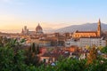 Beautiful views of Florence cityscape in the background Cathedral Santa Maria del Fiore at sunset Royalty Free Stock Photo