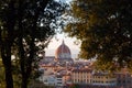 Beautiful views of Florence cityscape in the background Cathedral Santa Maria del Fiore at sunset Royalty Free Stock Photo