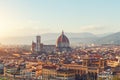 Beautiful views of Florence cityscape in the background Cathedral Santa Maria del Fiore at sunset Royalty Free Stock Photo