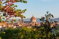 Beautiful views of Florence cityscape in the background Cathedral Santa Maria del Fiore at sunset Royalty Free Stock Photo