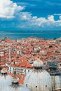 Beautiful views of the houses Venice with red tile roofs