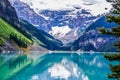 Lake Louise in Banff National Park in the Rocky Mountains of Alb Royalty Free Stock Photo