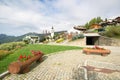 Beautiful views landscape of the village and small church on the mountains view in spring, Italy mountain landscape Royalty Free Stock Photo