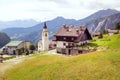 Beautiful views landscape of the village and small church on the mountains view in spring, Italy mountain landscape Royalty Free Stock Photo