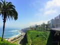 The beautiful views of Lima, Peru, looking out on the Pacific Ocean from the Miraflores Boardwalk.