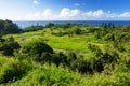 Beautiful views of Maui North coast seen from famous winding Road to Hana. Hawaii