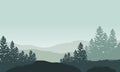Beautiful views of the moun tains from the edge of the city on a cloudy morning. Vector illustration
