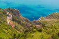 Beautiful Views From Path Of The Gods With Lemon Tree Fields, Amalfi Coast, Campagnia Region, Italy