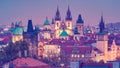 Beautiful views of Prague& x27;s towers and rooftops, Czech Republic Royalty Free Stock Photo