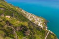 Beautiful Views On Praiano Town From Path Of The Gods, Amalfi Coast, Campagnia Region, Italy