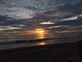 Beautiful views sunset in beach west sumatra
