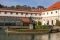 Beautiful views of the Wallenstein Gardens Park. View of the courtyard.