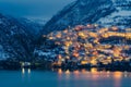 The beautiful village of Barrea covered in snow on a winter evening. Abruzzo, Italy. Royalty Free Stock Photo