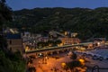The beautiful village of the Cinque Terre, Monterosso al mare, in the blue hour, La Spezia, Liguria, Italy Royalty Free Stock Photo