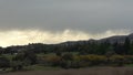 Beautiful village country nature view grass trees crey sky