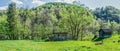 A beautiful village courtyard in the Carpathians