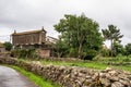 Beautiful village of Dombate in Spain, unique for its horreos, traditional granary barns