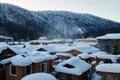 The beautiful village on the foot of mountains