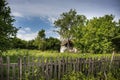 Beautiful village house with garden. Azerbaijan village summer time Royalty Free Stock Photo