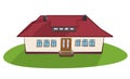Beautiful village house with red roof - vector