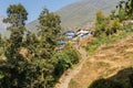 Beautiful village houses in Nepal along Ulleri hike Kaski Nepal