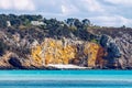 Beautiful village of Morgat with the sand beach and rocky coastline, Finistere, Brittany (Bretagne), France. Royalty Free Stock Photo