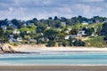 Beautiful village of Morgat with the sand beach and rocky coastline, Finistere, Brittany (Bretagne), France. Royalty Free Stock Photo