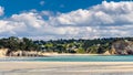 Beautiful village of Morgat with the sand beach and rocky coastline, Finistere, Brittany (Bretagne), France. Royalty Free Stock Photo