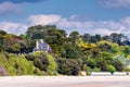 Beautiful village of Morgat with the sand beach and rocky coastline, Finistere, Brittany (Bretagne), France. Royalty Free Stock Photo