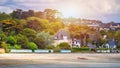 Beautiful village of Morgat with the sand beach and rocky coastline, Finistere, Brittany (Bretagne), France. Royalty Free Stock Photo