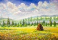 Beautiful Village Rural Landscape Farm Country Impressionism Plein Air Painting Agriculture Fields