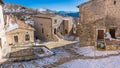 The beautiful village Santo Stefano di Sessanio on a winter morning. Abruzzo, Italy. Royalty Free Stock Photo