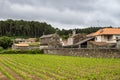 Beautiful village of Vigo in Spain, unique for its horreos, traditional granary barns