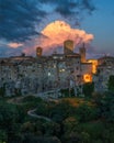 The beautiful village of Vitorchiano at sunset. Lazio, central Italy. Royalty Free Stock Photo