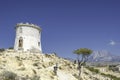 Beautiful Villajoyosa town in Spain. View from clifftop at Malladeta in La Vila Joiosa to the Tower Malladeta, Villa Royalty Free Stock Photo