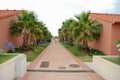 Beautiful villas with a flowery path and palm trees in Provence, Martigues