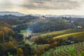 Beautiful vineyards landscape of Jeruzalem on Slovene Hills. Ljutomer. Northeastern Slovenia