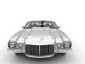 Beautiful vintage American silver car - front view closeup Royalty Free Stock Photo