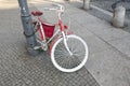 Beautiful vintage bicycle in city street