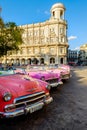 Beautiful vintage cars parked in Old Havana Royalty Free Stock Photo