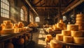 Beautiful vintage cheese factory traditional industry various Royalty Free Stock Photo