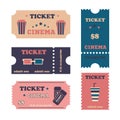 Beautiful vintage cinema or theater tickets. Royalty Free Stock Photo