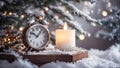 beautiful vintage clock alarm clock, winter, wintertime traditional composition