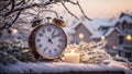 beautiful vintage clock alarm clock, winter, wintertime