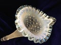 Beautiful Vintage Diamond Lace Epergne Horn with Ruffled Edge and Hobnail Design