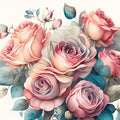 Beautiful vintage floral background with watercolor roses. High quality photo AI generated animal ai