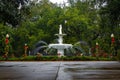 Beautiful vintage fountain at Forsyth Park in Savannah Georgia Royalty Free Stock Photo